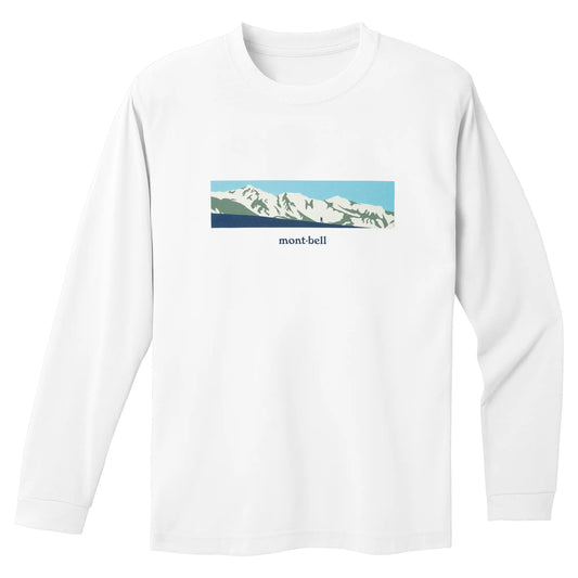 mont-bell: Wickron Long Sleeve T White Mountain Range (US Size 美版尺寸)