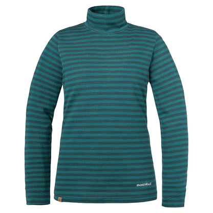 mont-bell: Merino Wool Plus Striped High Neck Shirt Women's