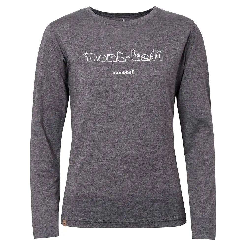 mont-bell: Merino Wool Plus Light Long Sleeve T Women's Northern Animal Log