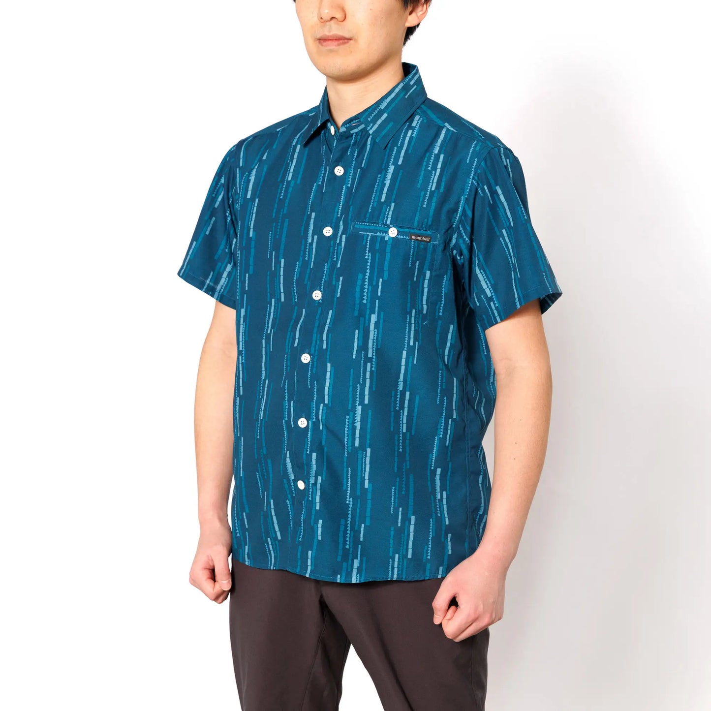 mont-bell: Wickron Light Print Short Sleeve Shirt Men's