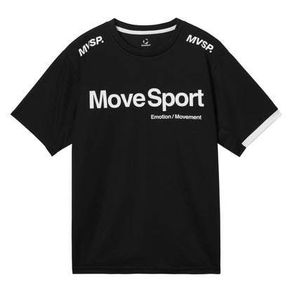 MOVESPORT DESCENTE T恤 短袖 圓領 網店限定 吸汗快乾 彈性 運動訓練 MOVESPORT男裝－Blue