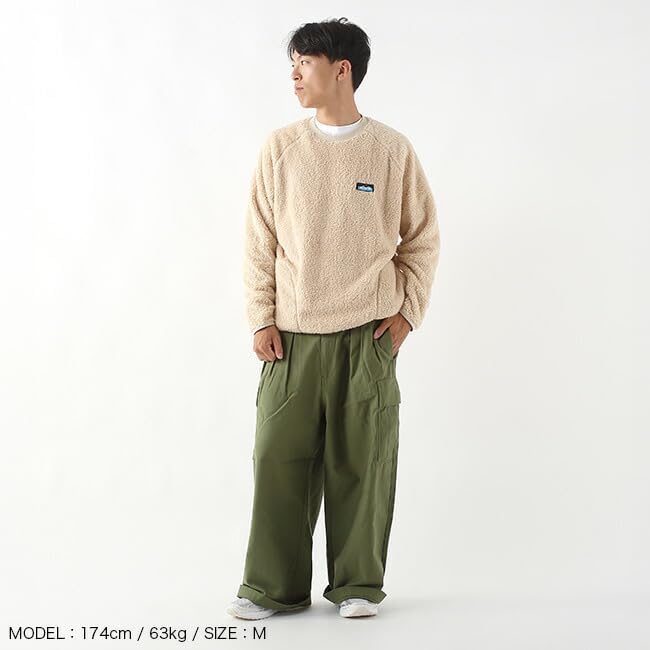 KAVU 長毛絨圓領衛衣 黑色 細節/展示
