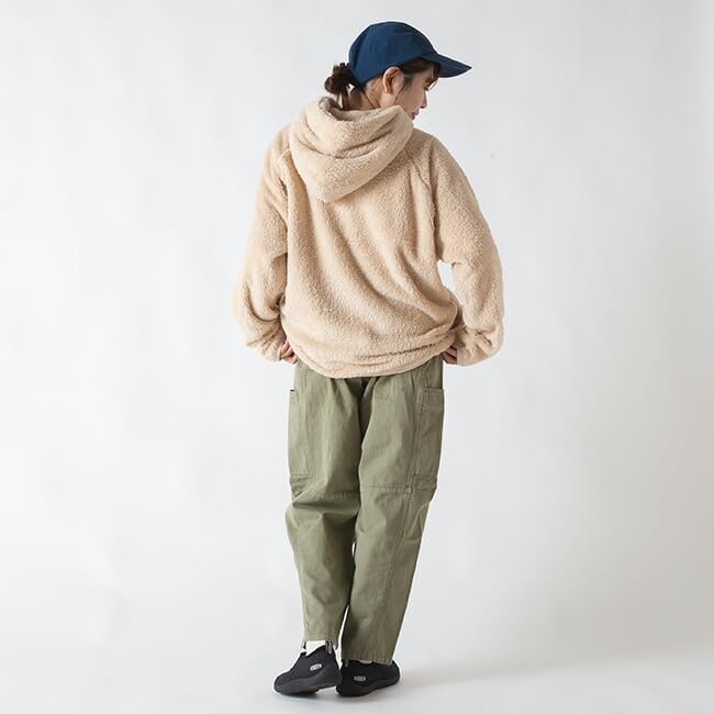 KAVU 長毛絨連帽衛衣 黑色 細節/展示
