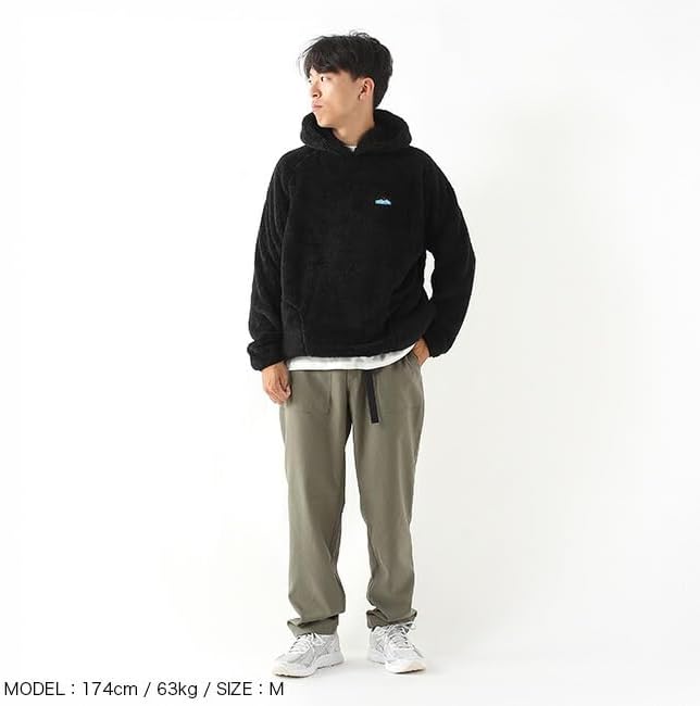 KAVU 長毛絨連帽衛衣 黑色 細節/展示