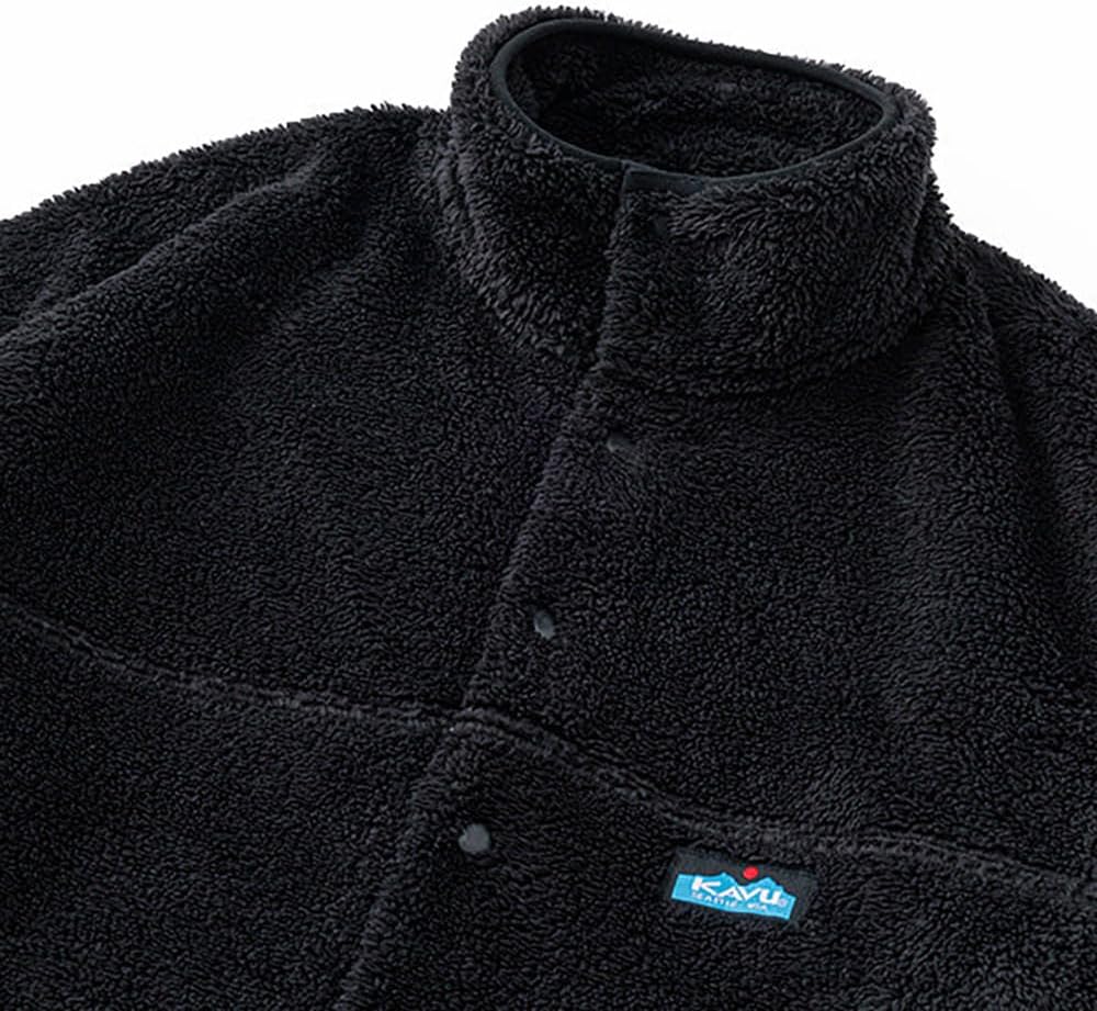 KAVU 長毛絨企領外套 黑色 細節/展示