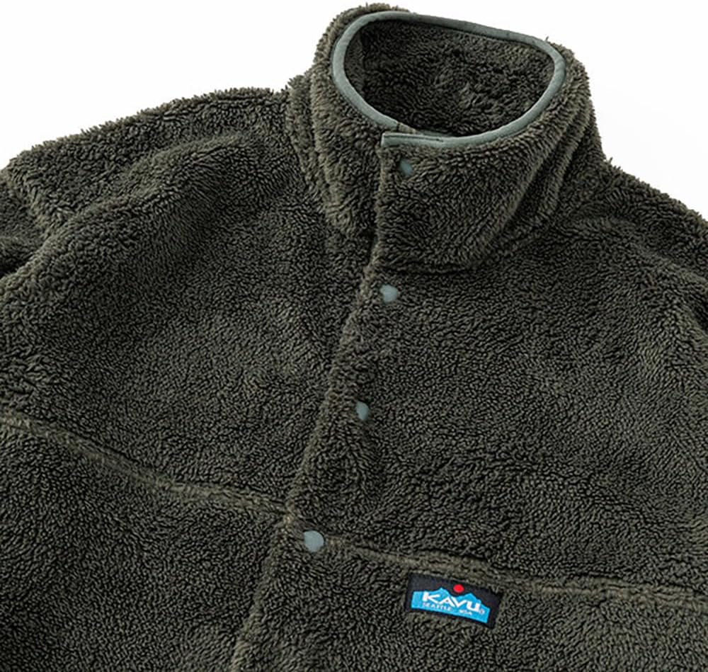 KAVU 長毛絨企領外套 橄欖綠 細節/展示