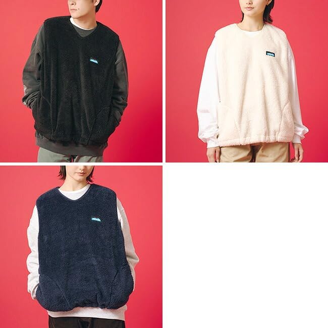 KAVU 長毛絨背心 米白色 細節/展示